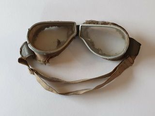 Extremely Rare Vintage/antique Aviator Goggles Wwi British/us/french? Glass Lens
