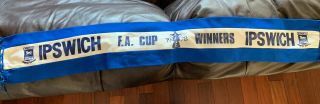 Ipswich Town Fc Football Fans Silk Scarf 1970s Very Rare 50 Years Old Fa Cup Win