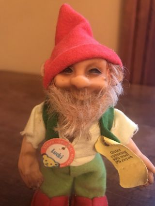 Steiff Lucki Dwarf Elf Gnome Doll 5” ID Chest Tag 1960s Vintage 2