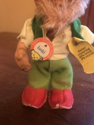 Steiff Lucki Dwarf Elf Gnome Doll 5” ID Chest Tag 1960s Vintage 3