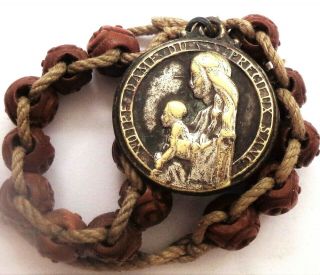 Rare Antique Medal To Our Lady Of The Precious Blood W/ Rosary Made By Nuns