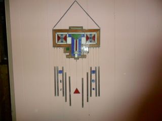 Rare Stain Glass Wind Chime Handmade Seneca Indians Ny Large Beauty Guc