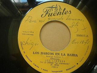 Rare 1974 Colombia Latin 45 Los Lideres - Los Barcos En La Bahia Fuentes Listen