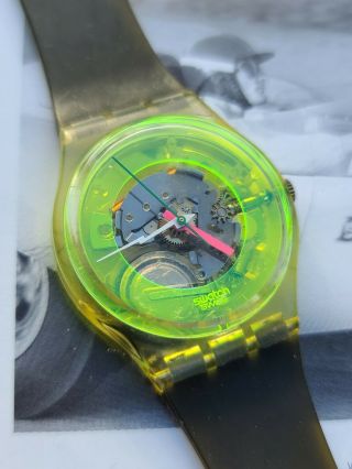 Vintage Swatch Watch Techno Sphere Gk101 Neon Retro Ag1985 Rare