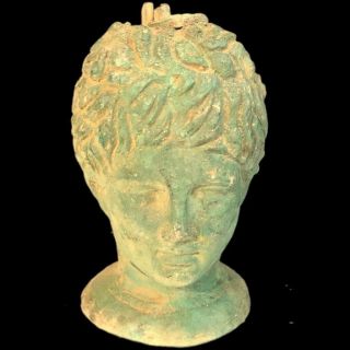 Rare Ancient Roman Bronze Period Huge Balsamarium Drinking Bust 200 - 400 Ad