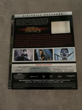 Return Of The Living Dead 3 Blu Ray Slipcover Only Vestron Video Rare HTF OOP 2