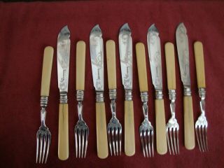 Antique Martin Hall & Co Silver Plated Fish Cutlery