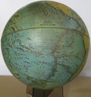 Vintage 1971 National Geographic 12 Inch Physical Globe With Plexiglas Base
