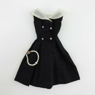 Vintage Barbie Outfit Black White Dress With Faux Pearl Necklace After Five 934