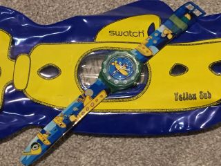 Rare Vintage Swatch Scuba 200 “yellow Sub” Watch Sdg101 Mens/ladies/boys/girls
