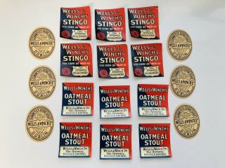 18 Rare Vintage Guinness Wells & Winch Brewery Stingo Stout Beer Bottle Labels