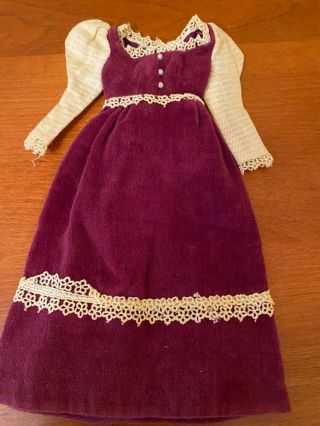 Rare Vintage Barbie 1971 3431 Purple Victorian Velvet Dress W/ White Lace