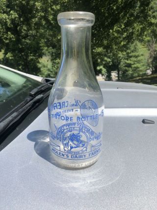 Rare Molens Dairy Farms Quart Milk Bottle Dayton Ohio Oh