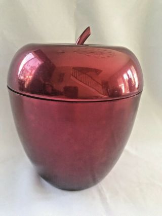 Vintage Neocraft Apple Ice Bucket Red Glass Lined Mid - Century Rare
