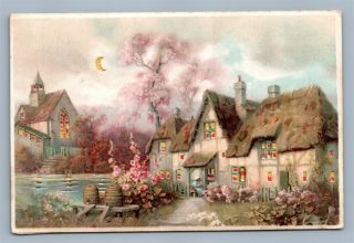 Hold To Light Christmas Wish Antique Postcard Htl