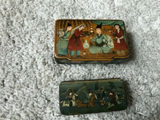 Two Antique Lacquered Russian Boxes.