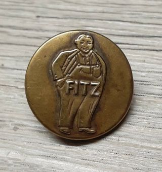 Antique Fitz Brass Wobble Shank Button 9/16 " Overalls Vtg Denim Jeans Rare