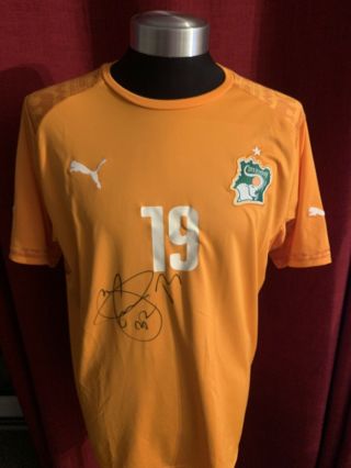 Yaya Toure Signed Orange Home Ivory Coast Shirt 19 On Front Rare L@@k