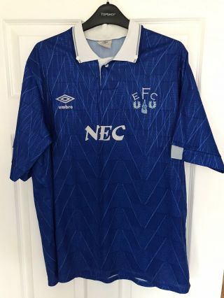 Rare Everton Football Shirt 1989 - 91 Umbro Large Classic Soccer Jersey
