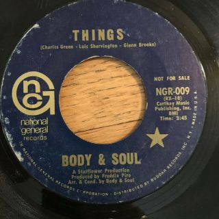 Body & Soul Things B/w As Time Goes On 7 " 45 - Rare Northern Soul Funk