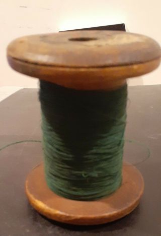 Spool Of Green Vintage Cloth Covered Thin Antique Wire Antique Radio Parts