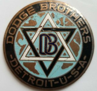 Dodge Brothers Enamel Radiator Badge Emblem 1914 - 1927.  Rare