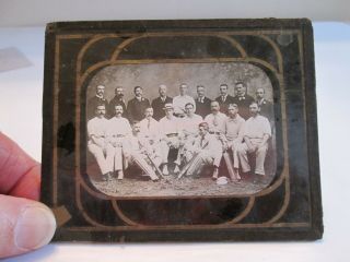 Antique Early 1900s Glass Plate Negative Cricket Team Posing