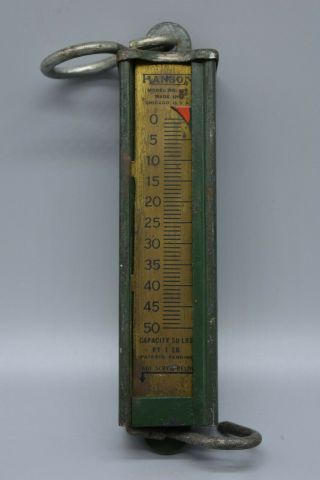 Hanson Model 895 Hanging Metal Scale.  Capacity 50lbs.  Made In Usa -