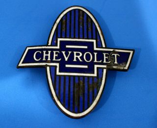 Vintage Antique Chevrolet Enamel Badge,  Radiator Auto