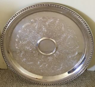 Wm Rogers Round Silver Plate Serving Tray/platter 4566b