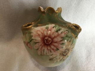 Unusual 4 Opening Antique D&c Limoges Hand Painted Vase Signed France