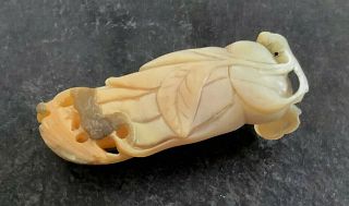 8 CM LONG ANTIQUE HAND CARVED PIECE OF MOTHER OF PEARL 2