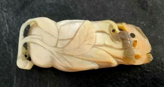 8 CM LONG ANTIQUE HAND CARVED PIECE OF MOTHER OF PEARL 3