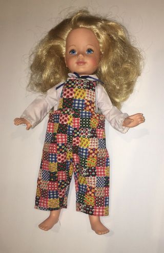Vintage 1983 Tomy - - - - Kimberly 17 " Doll - - - - Blonde Hair,  Checkered Jumpsuit Outfit