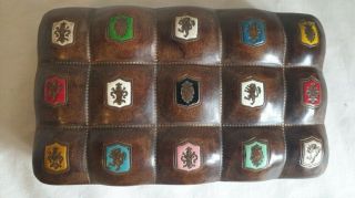 Small Papier Mache Box With 15 Various Crests Handmade Unique 752