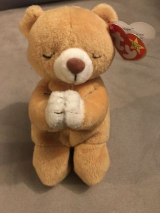 Ty Beanie Baby Hope The Praying Bear With Tag Errors Rare Retired 1998/ 1999