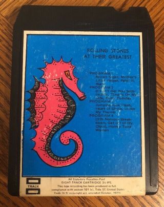 Vintage 1971 Rare Rolling Stones At Their Greatest 8 Track Cassette