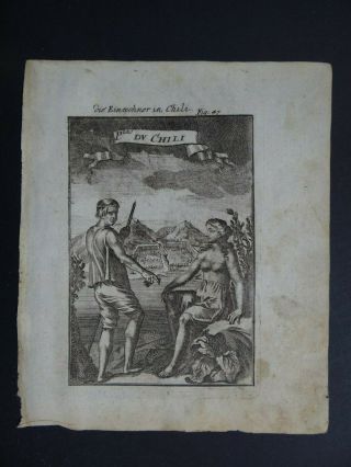 1719 Manesson Mallet Atlas Engraving People Of Chile - Ples Du Chili