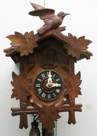 Rare Old German August Schwer Black Forest Carved Cuckoo Clock