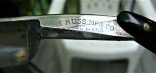 Very Rare Antique The Russ Mfg Co Boston Mass Straight Razor Box Case