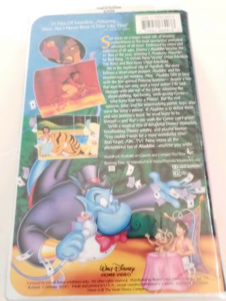 Aladdin Walt Disney ' s Black Diamond Classic VHS 1992 - Rare 2