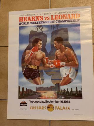 Rare 1981 Sugar Ray Leonard Vs.  Thomas Hearns Vintage Boxing Poster