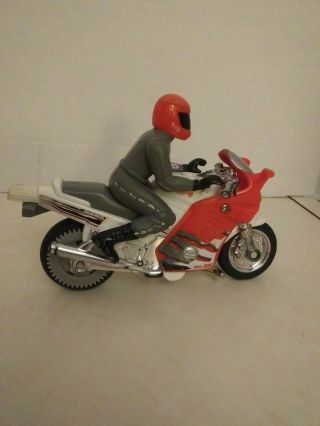 Rare 2000 Mattel Hot Wheels White/grey/orange Motorcycle With Stunt Rider 6 "