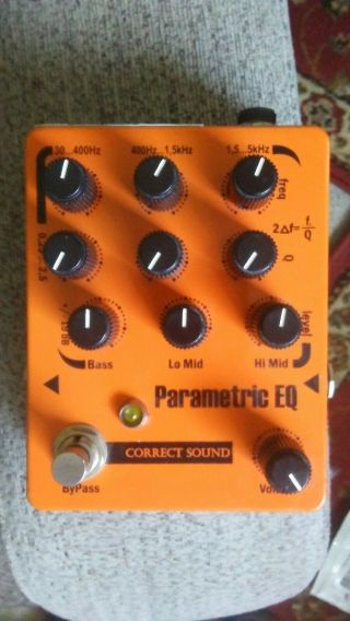 Correct Sound Guitar Bass Parametric Eq Effect Pedal 3 - Band Rare W/ Power Supply