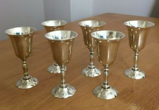 Set Of 6 Silver Plated Wine Goblets