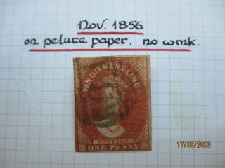 Tasmania Stamps: 1d Chalon Imperf - Rare - (c36)