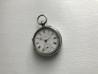 Antique H Samuel Manchester Solid Sterling Silver Pocket Watch