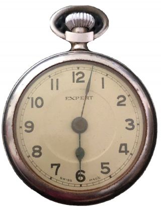 Vintage & Rare Expert Pilot Pocket Watch - Military Style - Swiss Made -