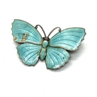 Antique Art Deco Sterling Silver Enamel Butterfly Brooch 30