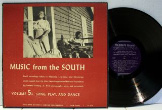 Rare Folk / Blues Lp & Insert - V/a - Music From The South,  Volume 5 Song Play &